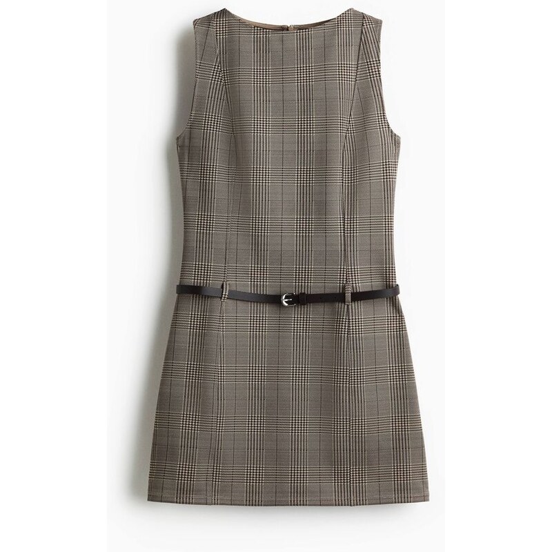 H&M - Minišatys páskem - Tmavě Hnědá/Kostka