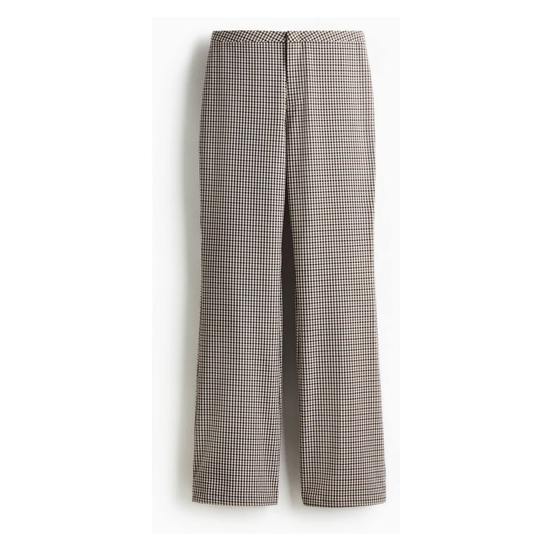 H&M - Kalhoty Flared - Béžová/Kostka