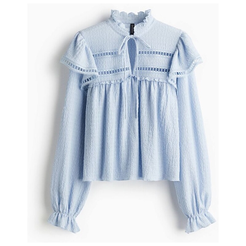 H&M - Halenka z žerzejes texturou - modrá 108163858
