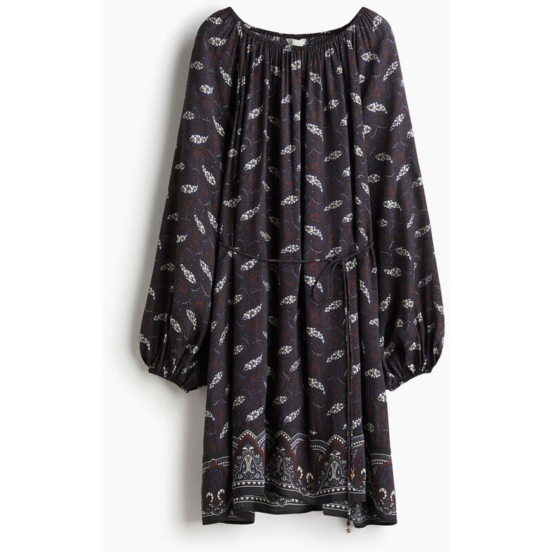 H&M - Oversized šatys vázacím páskem - Námořnická Modř/Kašmírový