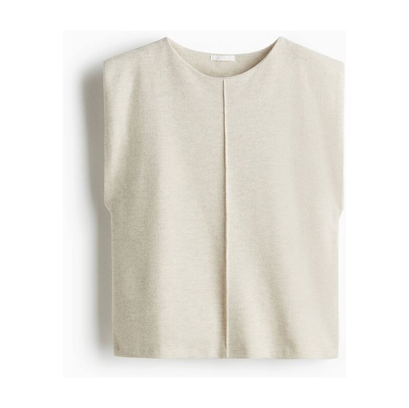 H&M - Pletený top - Světle Béžový Melír