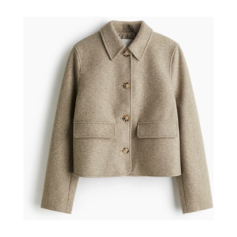 H&M - Krátký kabáts límcem - béžová 108301483