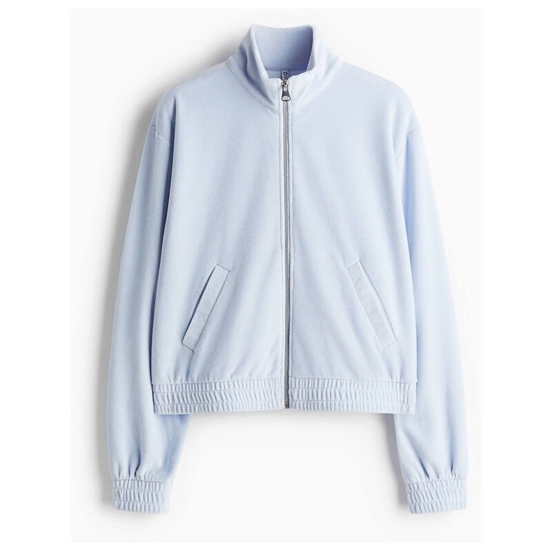H&M - Velurová bunda na zips kapucí - modrá 108301570