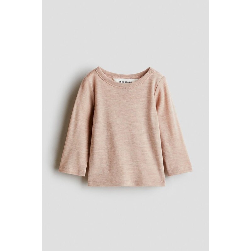 H&M - Žerzejové triko z vlny merino - Růžová