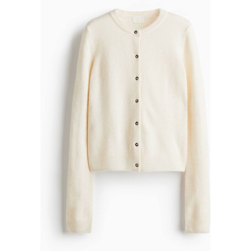 H&M - Pletený propínací svetr - béžová 108301849