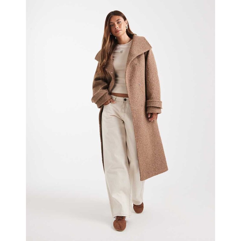 ASOS DESIGN cosy longline formal coat in mushroom-Brown