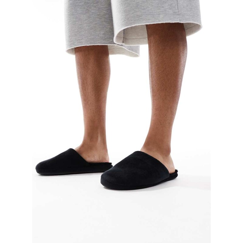 SEQWL Mslip fur lined slippers in black