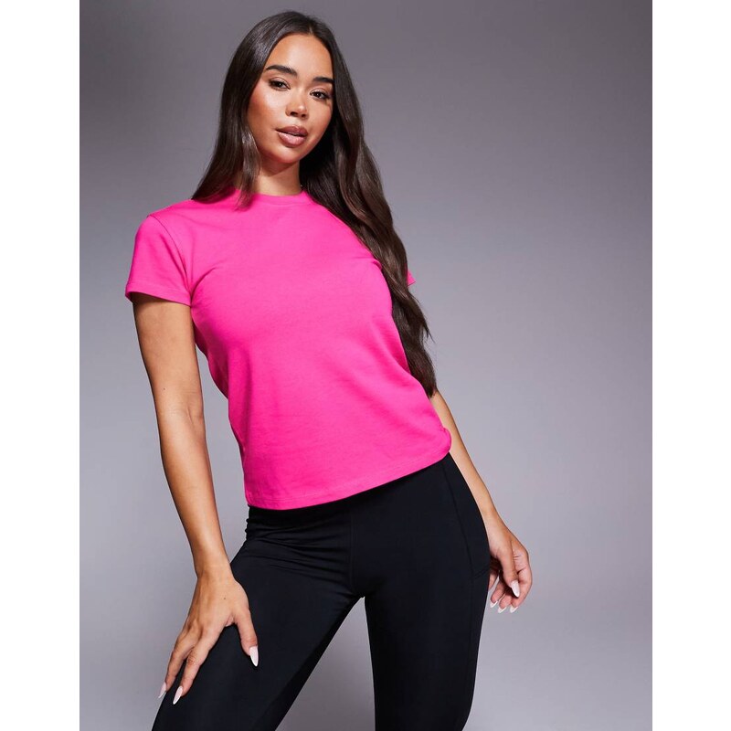 4505 Icon cotton boxy t-shirt with quick dry finish in bright pink 113619866