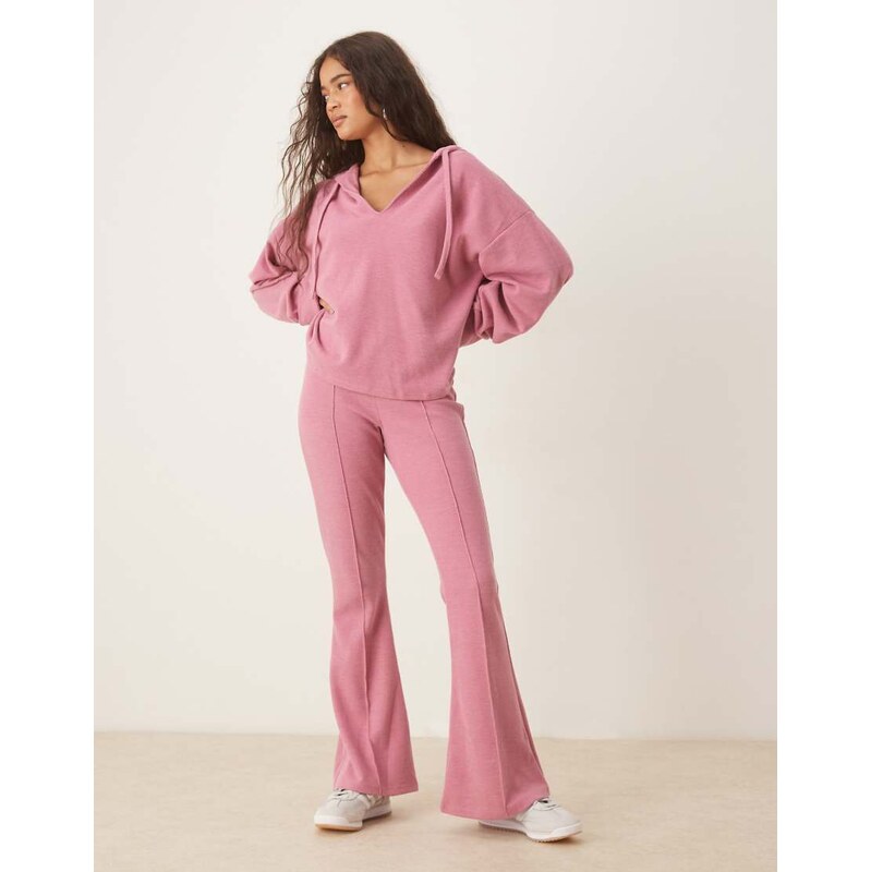 ASOS DESIGN Supersoft seam detail kick flare trouser in pink -