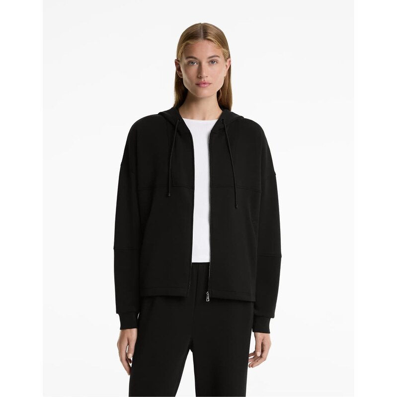 OYSHO Hooded jacket with soft-touch modal in black 108304438
