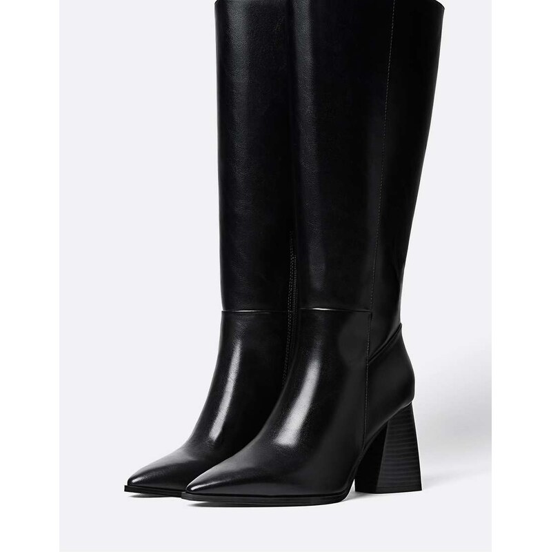 Stradivarius High-heeled boots in black