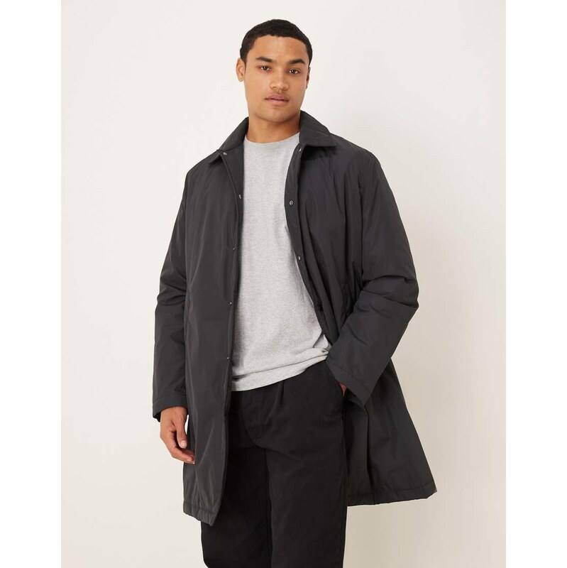ARKET tech padded overcoat in black