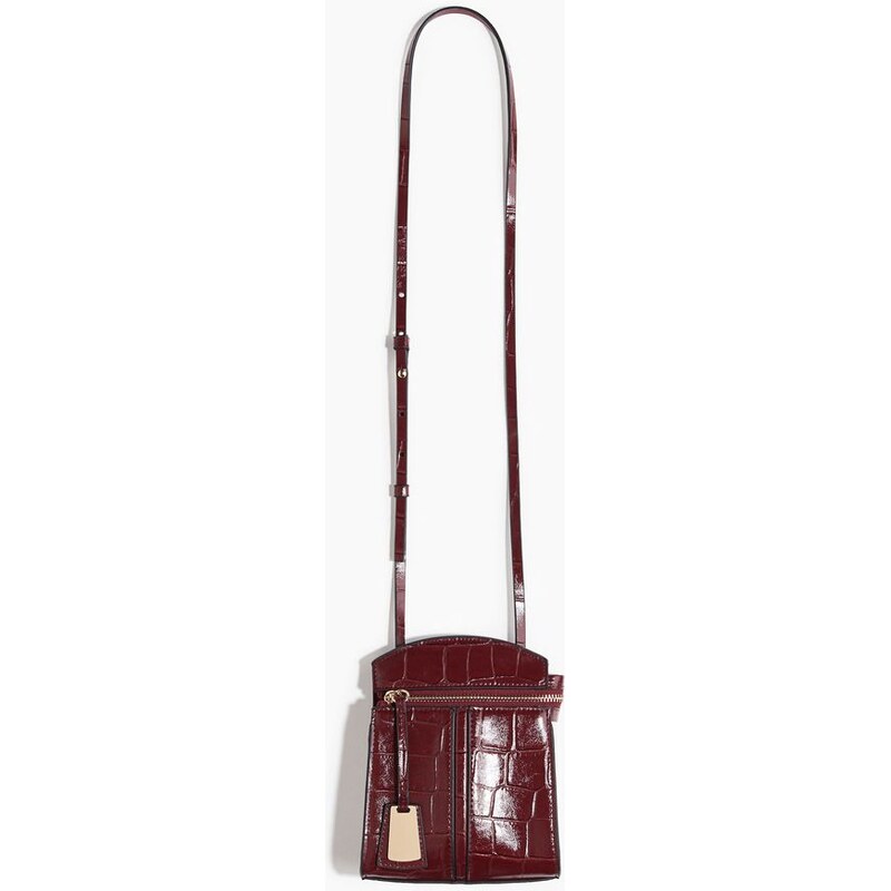 H&M - Kabelka crossbody - Vínová/Krokodýlí Vzor