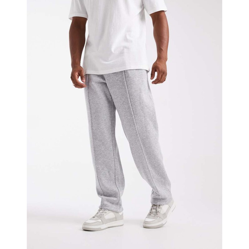 Jack & Jones wide leg jogger with pintuck in grey marl