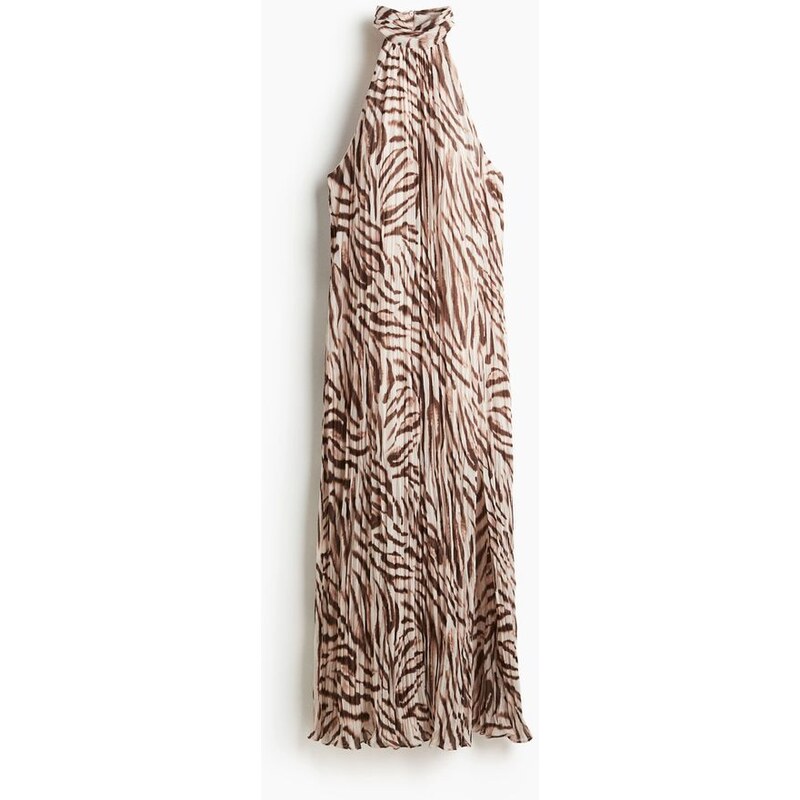 H&M - Dlouhé šaty - Světle Béžová/Zebří Potisk