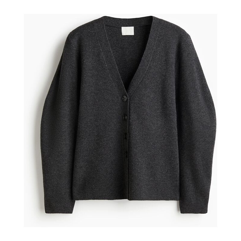 H&M - Pletený propínací svetr - šedá 108304745