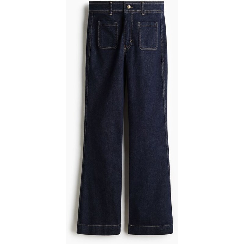 H&M - Flared High Jeans - Tmavý Denim Blue