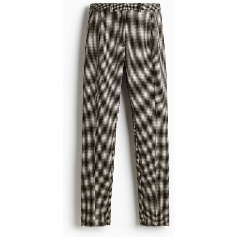 H&M - Přiléhavé žerzejové kalhoty - Světle Béžová/Pepitový Vzor