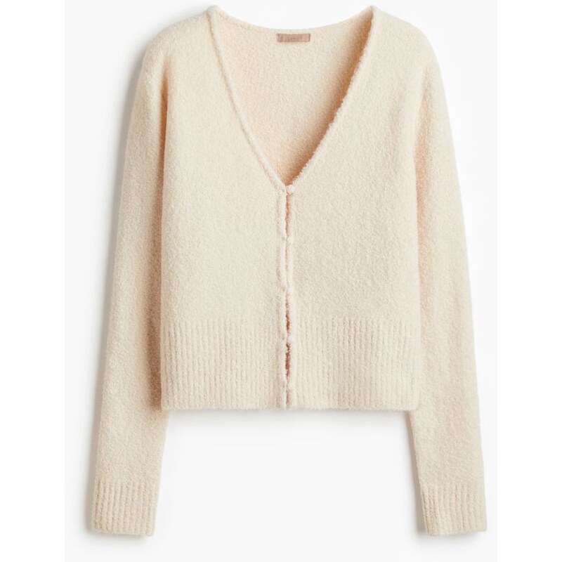 H&M - Propínací svetr z úpletu buklé - béžová 108304828