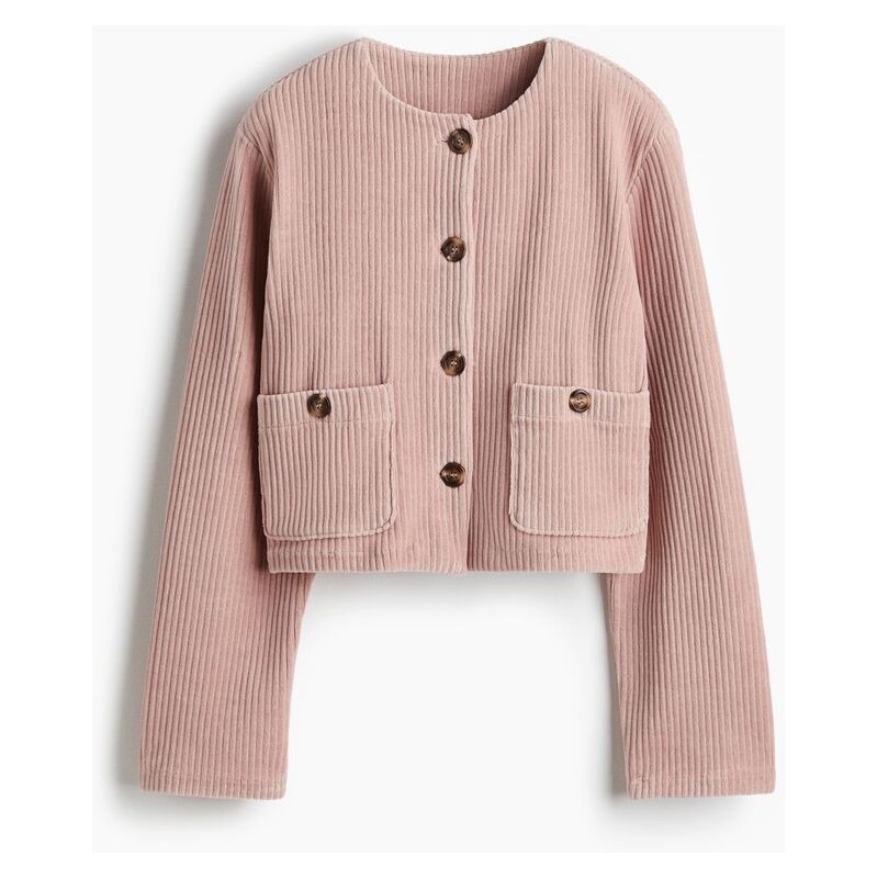 H&M - Žebrovaný velurový kardigan - Starorůžová