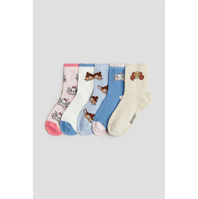 H&M - Ponožkys motivem 5 párů - růžová 108304859