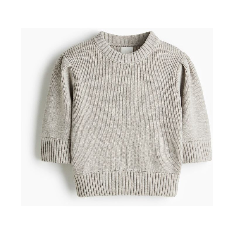 H&M - Top z žebrovaného úpletu - Šedobéžová