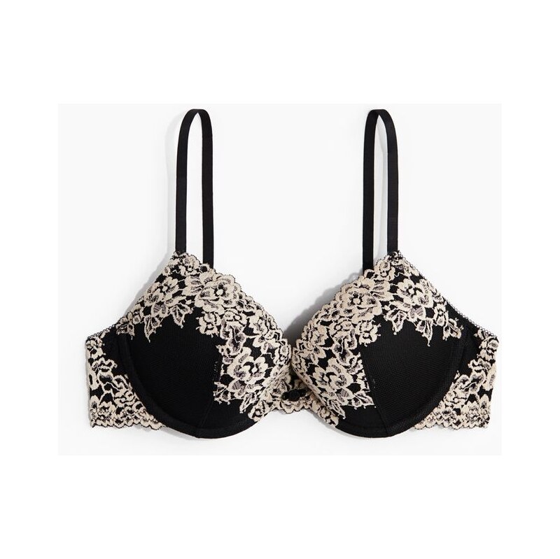 H&M - Krajková podprsenka push-up - černá 108304917