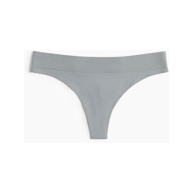 H&M - Bezešvé kalhotky thong - Šedozelená
