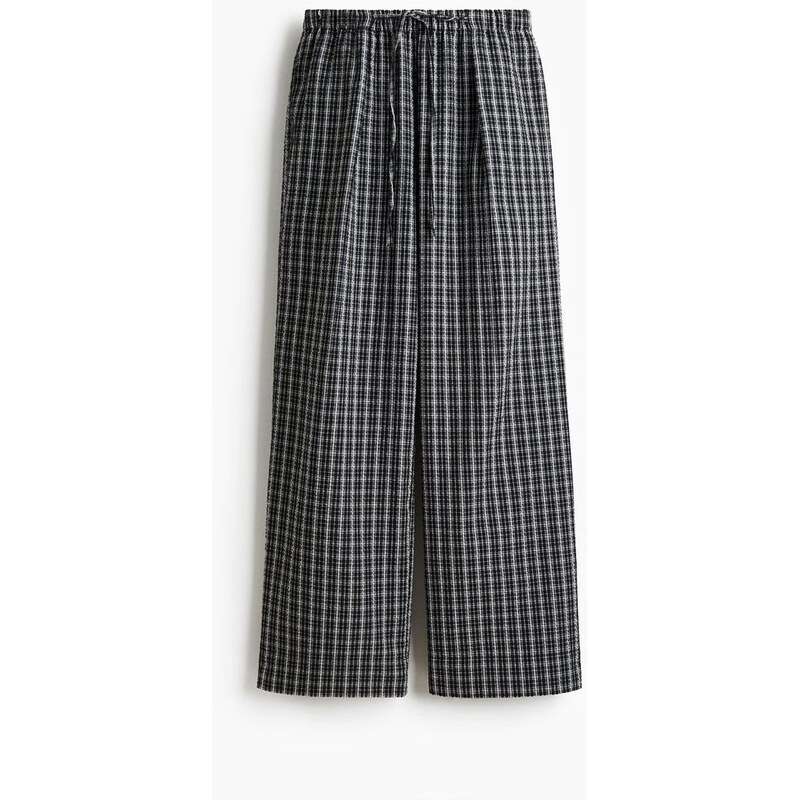 H&M - Natahovací kalhoty - Černá/Kostka