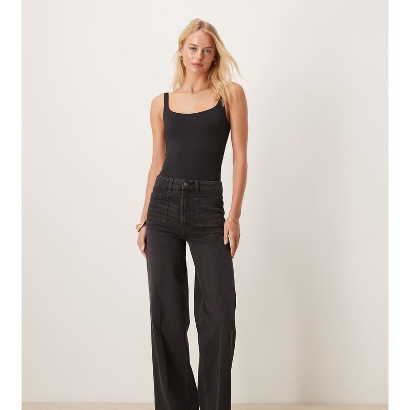 ASOS Tall ASOS DESIGN Tall high waist wide leg jeans with front 112205611