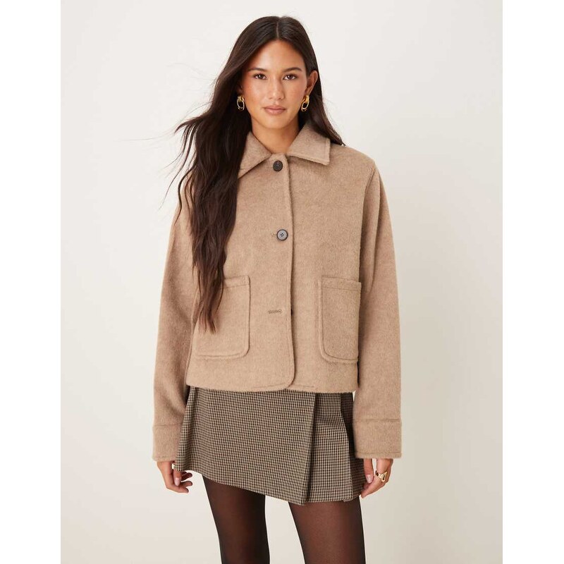 Glamorous button up jacket in mushroom-Brown