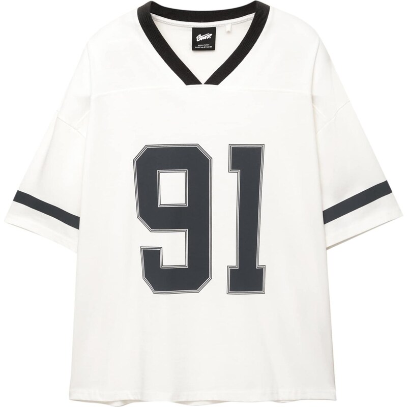 Pull&Bear Tričko STWD černá / bílá