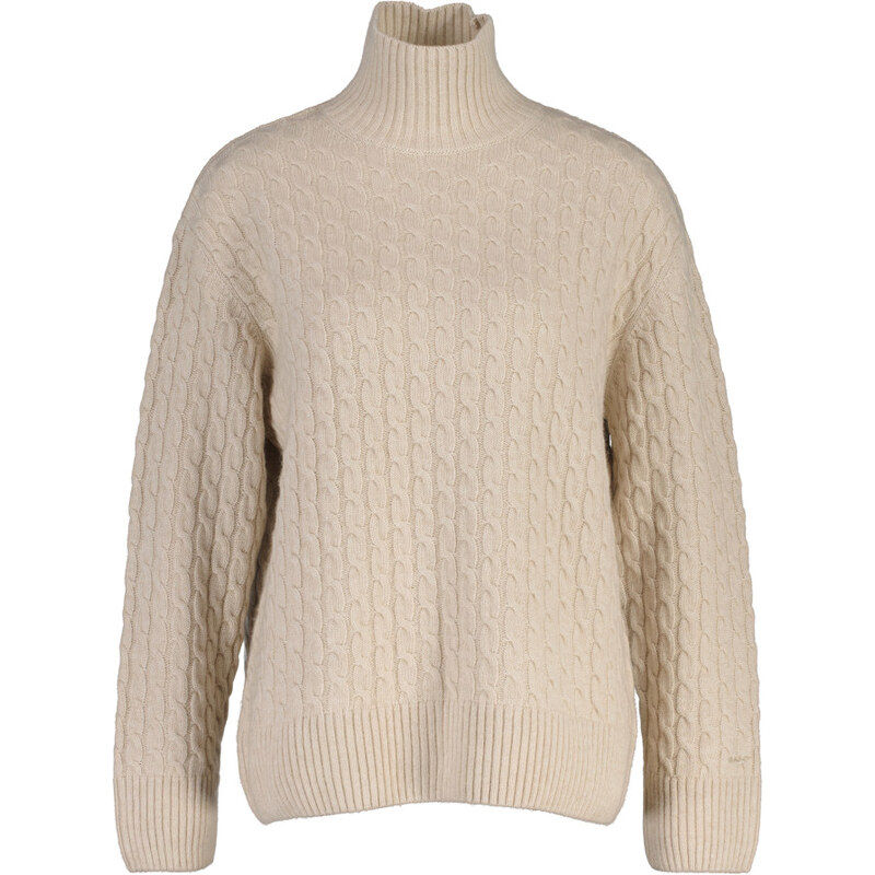 SVETR GANT CABLE KNIT MOCK NECK SEED MELANGE