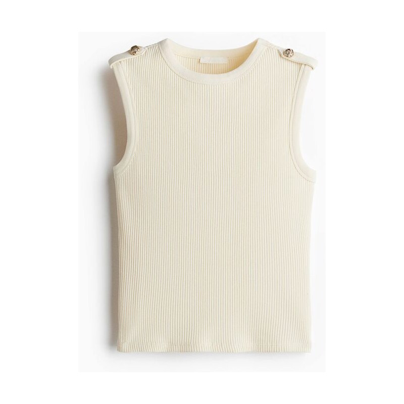 H&M - Žebrované tílko - Krémová