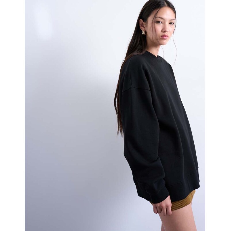 Topshop longline oversized sweat in black - BLACK 109421210
