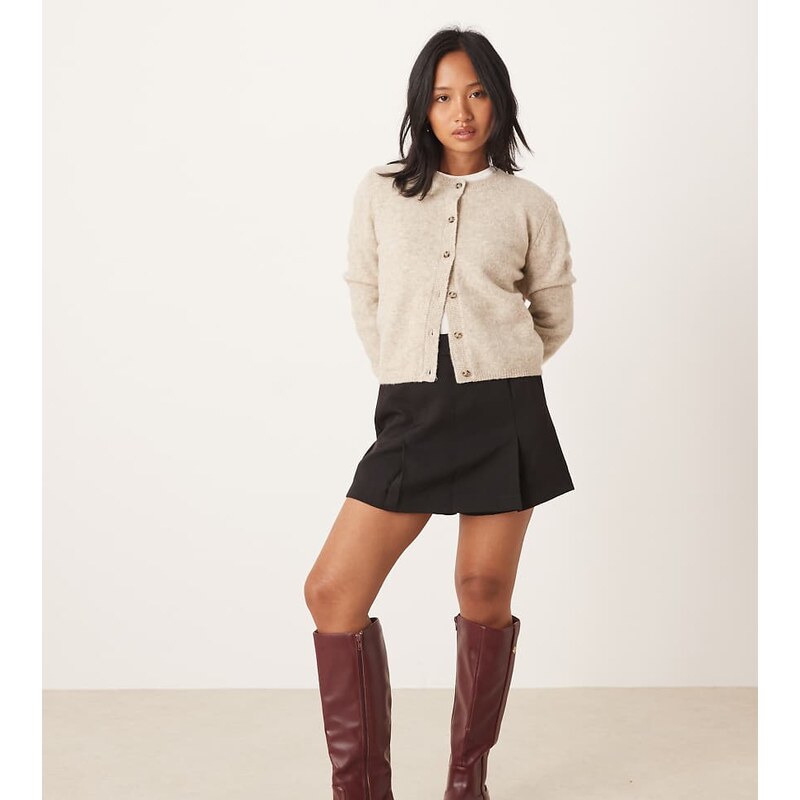 Vila Petite pleat front mini skort in black