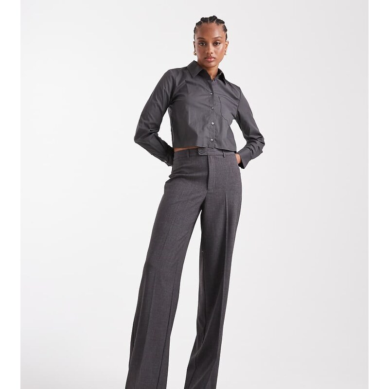 Vero Moda Tall straight smart trouser with crease front in dark
