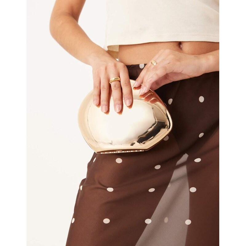 My Accessories chrome pebble clutch bag in gold 108882754