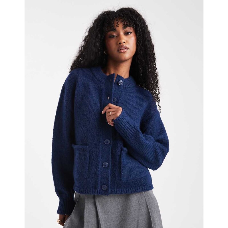 ASOS DESIGN boxy oversized cardigan with pocket detail in navy