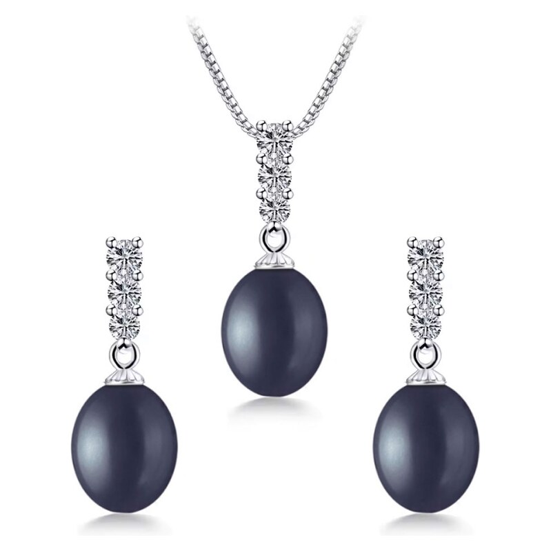 GRACE Silver Jewellery Stříbrná souprava šperků s černou perlou 108319528