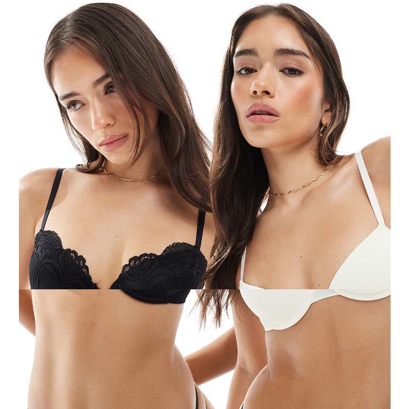 Dorina Emersyn 2 pack light padded demi bras in black/ivory-Multi 108319882