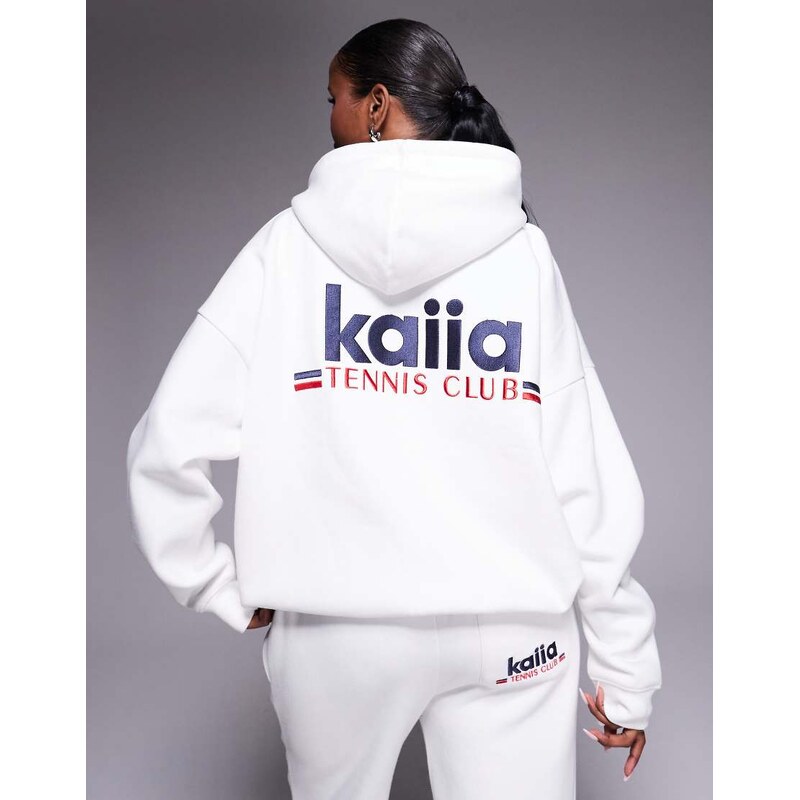 Kaiia cotton rich oversized embroidered tennis club logo hoodie co-ord 108319917