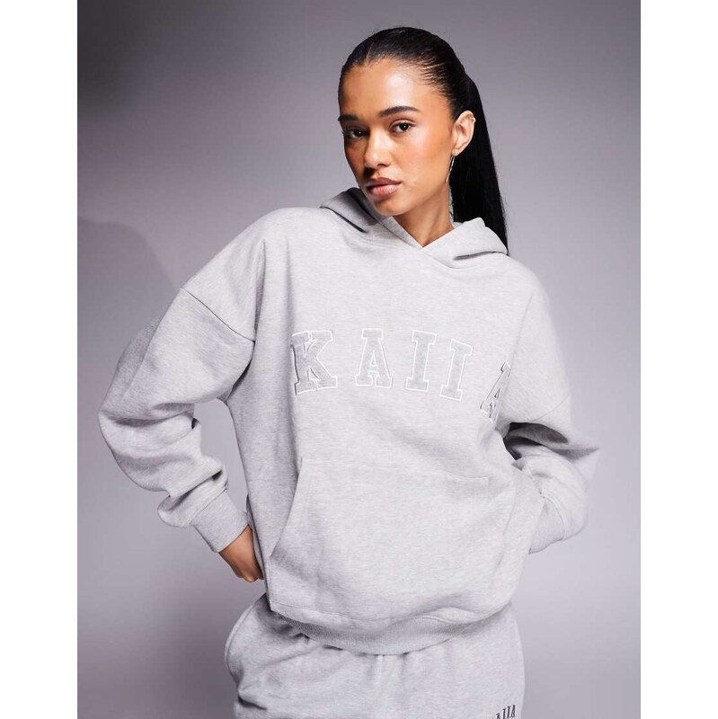 Kaiia cotton rich oversized embroidered logo hoodie co-ord in dark 112193971