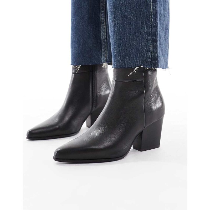 ALDO Shanah block heel ankle boots in black leather