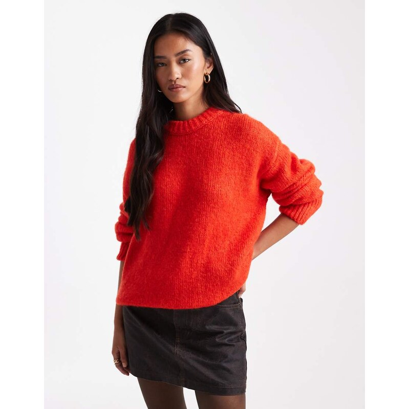 ASOS DESIGN oversized crew neck jumper in red