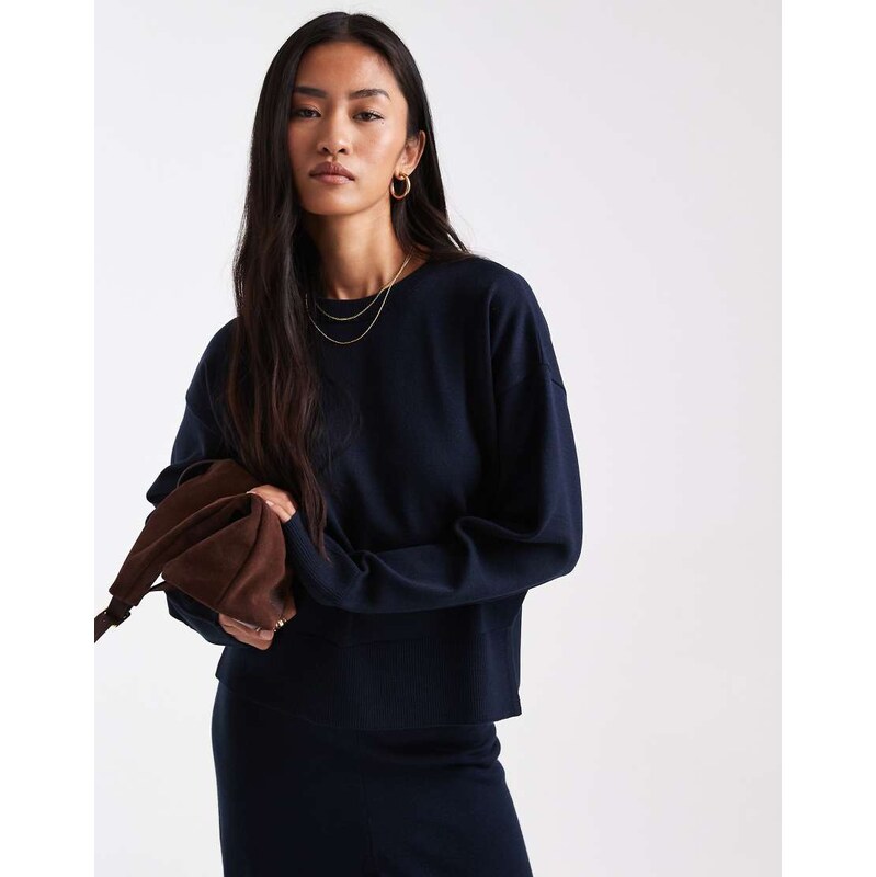 ASOS DESIGN co-ord structured boxy crew neck jumper with side split 108320142