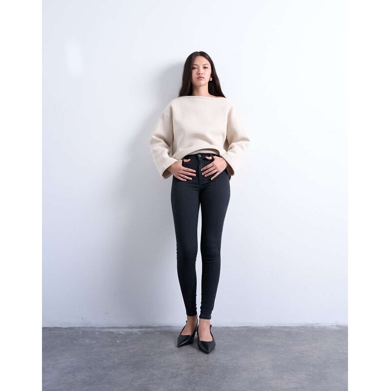 Topshop Joni skinny high rise jean in washed black