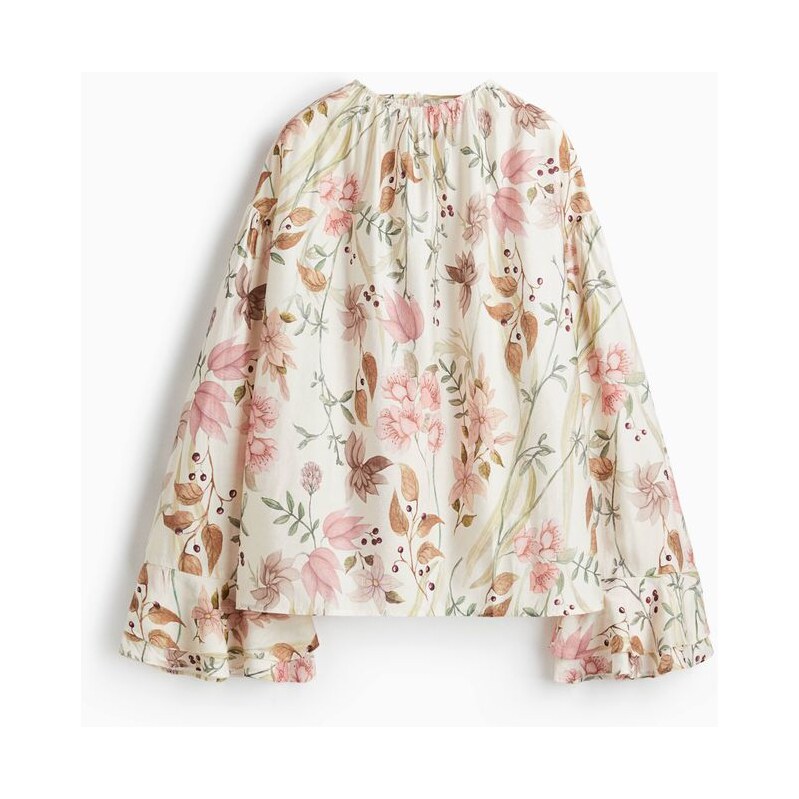 H&M - Halenkas volánkovými manžetami - béžová 108159278