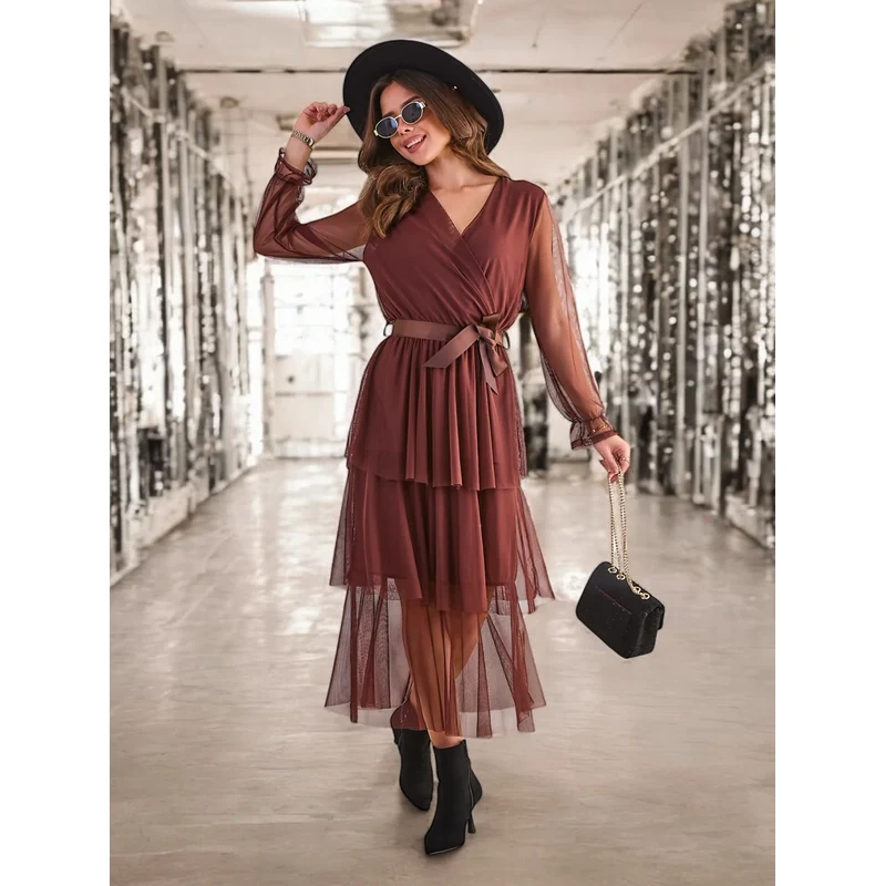Resti Womens long dress with ruffles