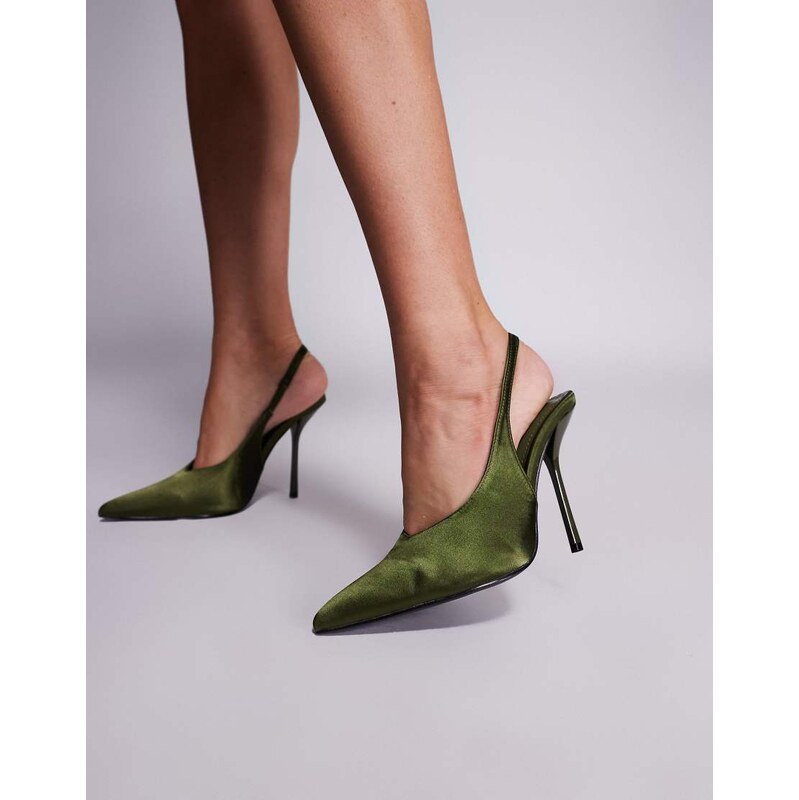 SIMMI Shoes Simmi London Bexley heeled court shoe in olive satin-Green 108323022